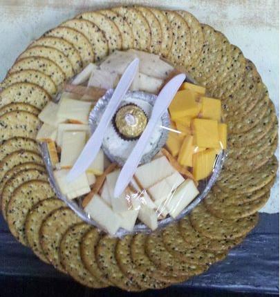 9 inch cheese platter- 5 cheese's with crackers and dried fruit